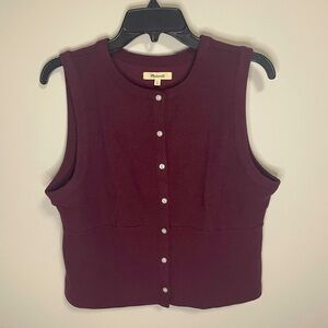 Madewell split crewneck cardigan tank, size large